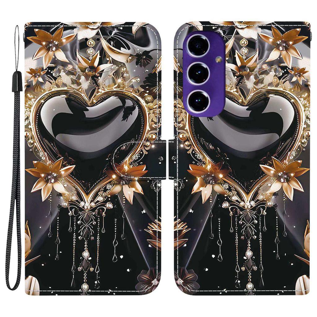 For Samsung Galaxy A16 5G/4G Wallet Case Pattern Printing Leather Stand Phone Cover with Strap