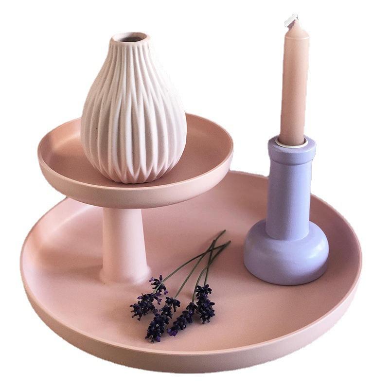 Simple Double-layer Rotatable Fruit Plate Desktop Creative Fruit Plate Romantic Tray
