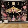 Mystical Moth and Crystal Moon Tapestry 2D Digital Print Polyester Wall Hanging Bohemian Living Room Bedroom Game Room Decor
