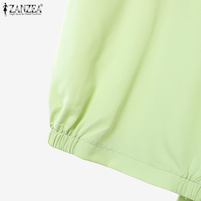 ZANZEA Women Short Sleeve Blouse and Pants Casual Two Piece Suit Sets