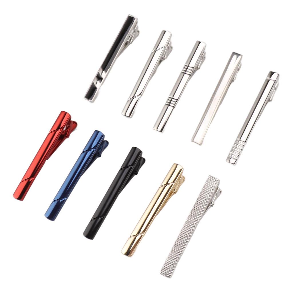 10 Pcs Tie Clip Stylish Elegant Copper Necktie Pin Set for Business Wedding Banquet