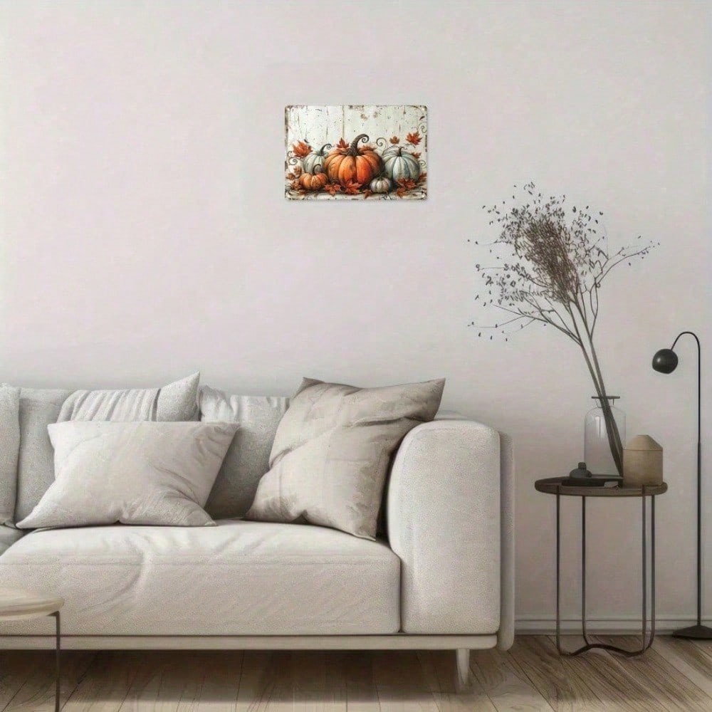 Vintage Pumpkin Metal Wall Art 12x8 Inch Waterproof Rustproof Home Bar Farmhouse Decor