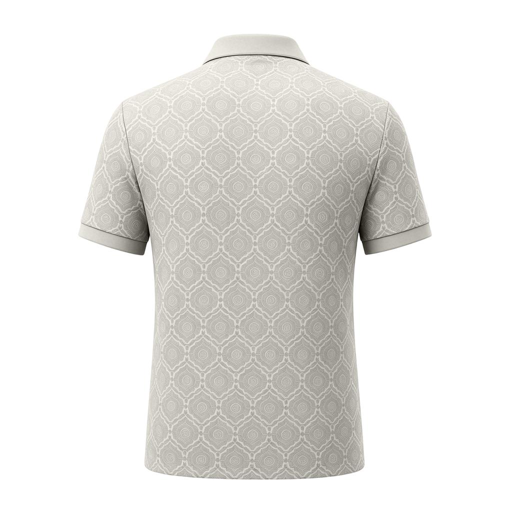 Men's Short Sleeve Polo Shirt Textured Pattern Button Collar Casual Fit Breathable Fabric Summer Top