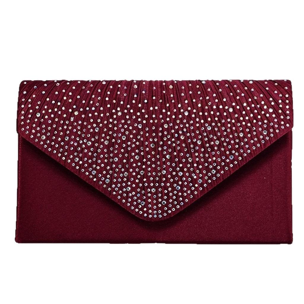 Elegant Women's Japanese Style Black Clutch with Flap & Hot Drilling Design