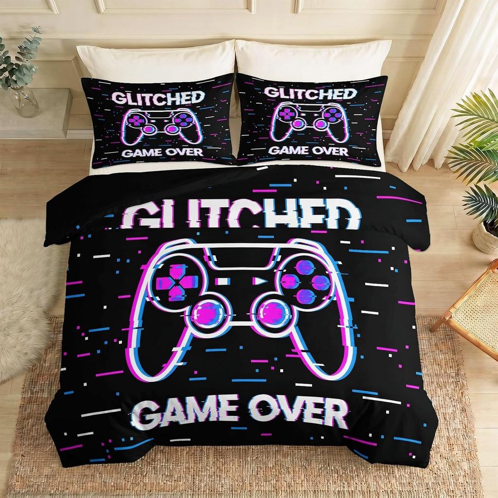 Game Controller Duvet Cover,Bedding Set for Kids Boys Girls Game Complete Bedding Set with Duvet Cover with Pillowcases 75*50cm