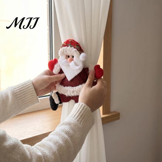 Playful Doll Curtain Buckles for Holiday 2Pcs Christmas Santa Tiebacks, Dancing Reindeer Holdders, Metal Clip Theme Holders Office Cute Bear Holdbacks