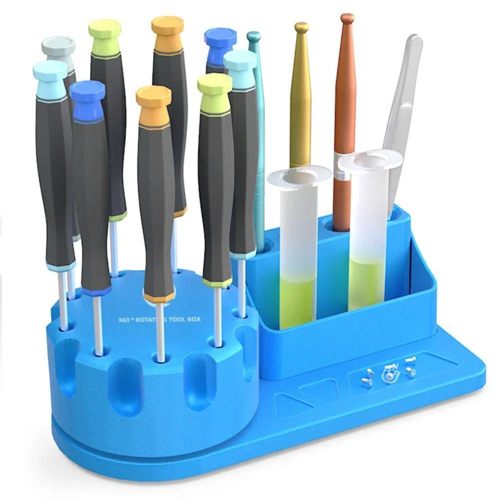 Aluminum Alloy Screwdriver Organizer Multi-Slot Structure Anodized Finish Tool Storage Rack 360 Degree Rotating