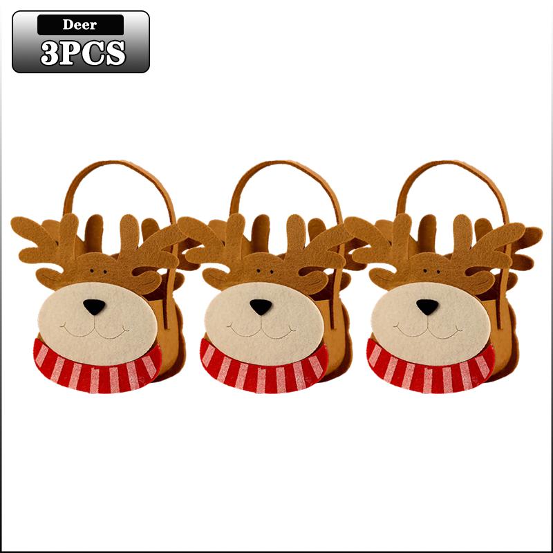 1-10PCS Christmas Felt Candy Bags Cartoon Apple Pouch Santa Sack Kids Gift Packaging Bag Xmas Tree Holiday Decoration