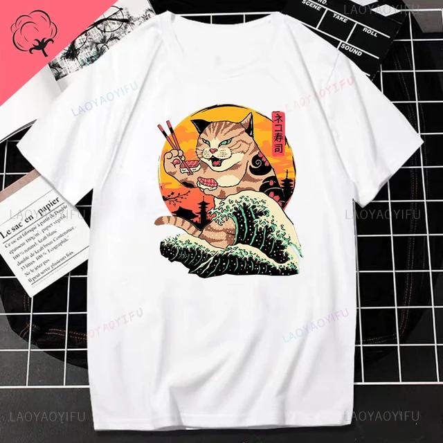 Vtipné Catzilla Japonsko Kočka Kotě Milovník Pánské Tričko Pánské Ležérní Trička Léto Hombre Nadměrné Tričko Harajuku Tričko Pánské Oblečení