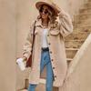Women's Lapel Plush Jacket Elegant Long Overcoat Loose-Fit Winter Warm Cross-Border Amazon