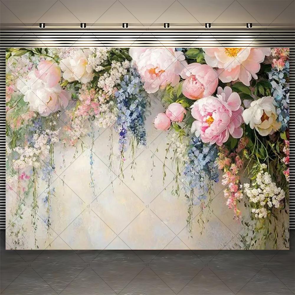 Floral Flower Wall Photoshoot Backdrop Wedding Bridal Shower Engagement Ceremony Party Photography Background Photo Studio Props