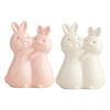 Yousheng Easter Hugging Rabbit Ceramics Figurine Miniature Pink White Couple Bunny Statue Home Office Desktop Decoration Ornament