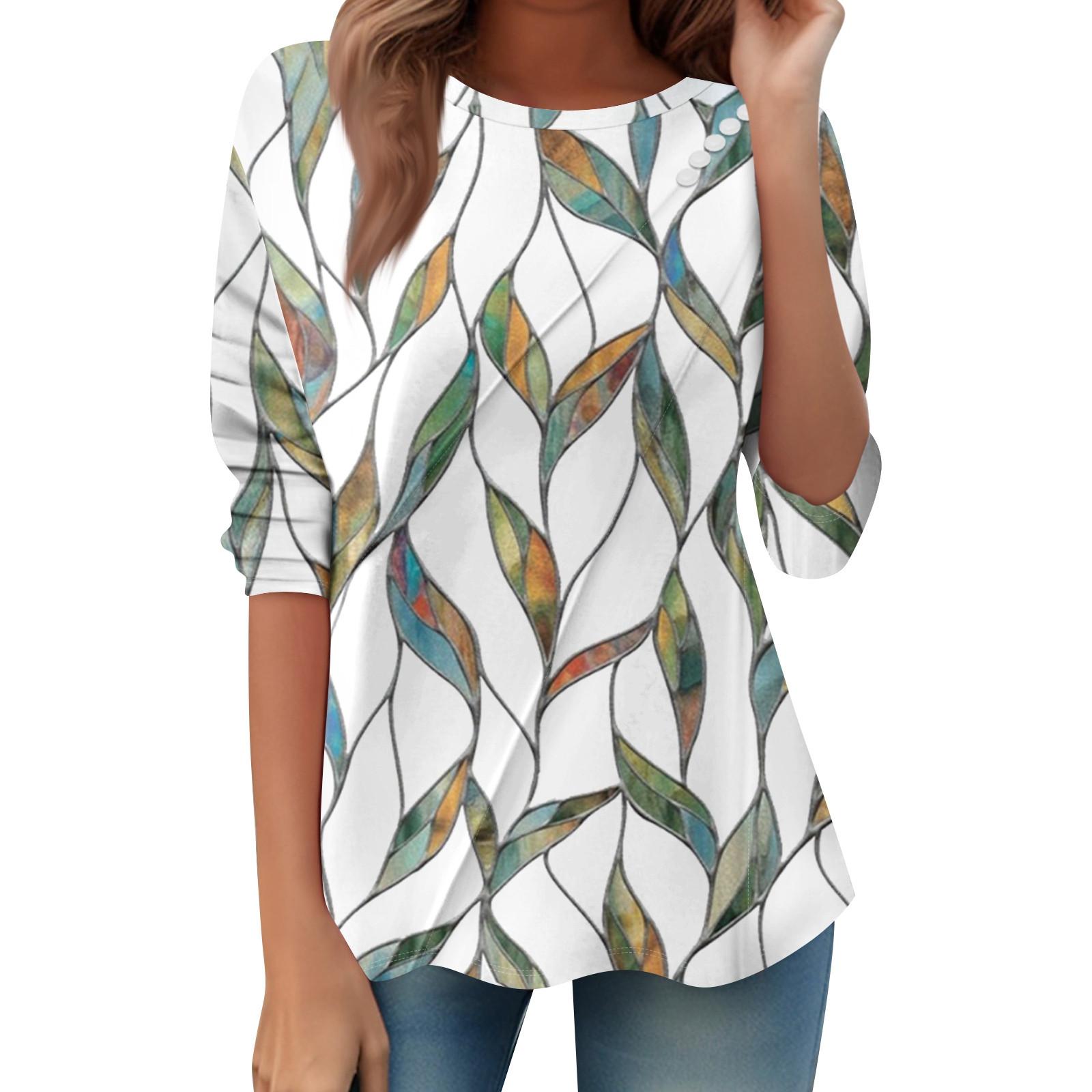 

Женский свободный повседневный топ с длинным рукавом, круглым вырезом, пуговицами, принтом в полоску, футболка XL белый