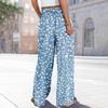 Damen Sommer Boho Palazzo Hose Hohe Taille Weites Bein Blumendruck Freizeithose Mit Taschen