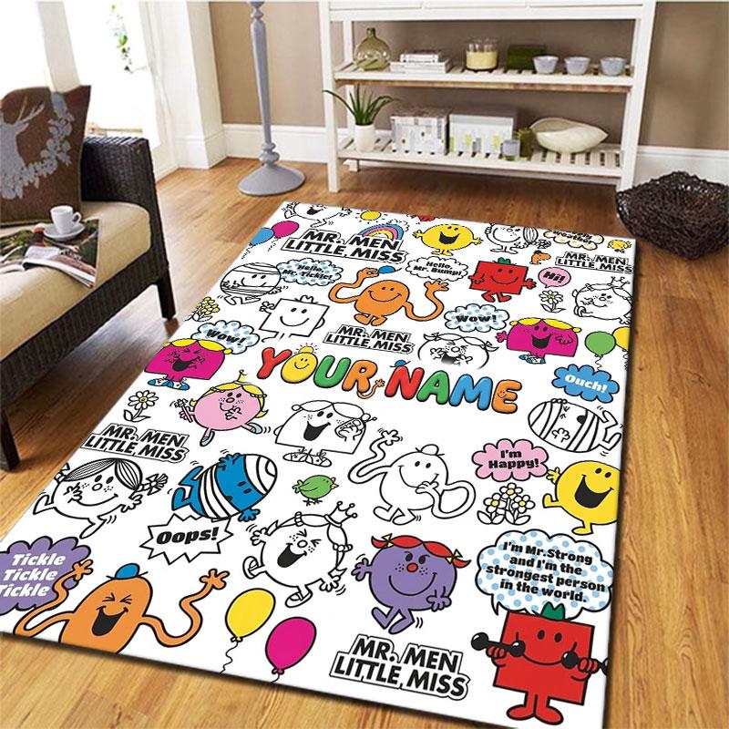 Mr. Men Little Miss Custom Name Carpet Rug for Living Room Bedroom Home Sofa Decoration,Kids play Non-slip Floor Mat
