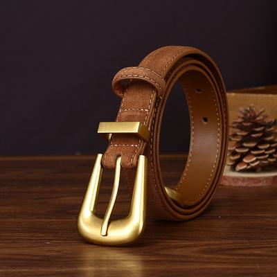 Vintage Fashion Anti-Suede Belt Women'S Versatile Casual Jeans Women'S Cowhide Fur Internet Celebrity Belt