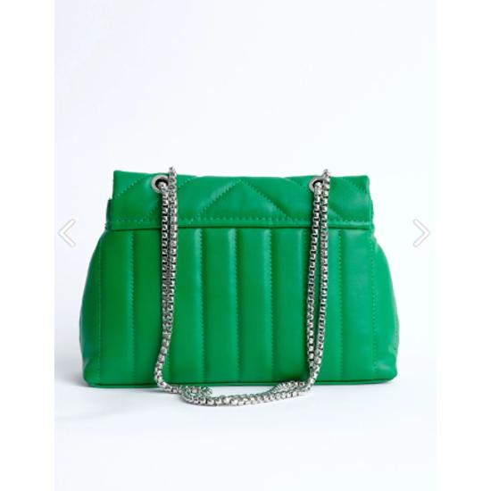 Kadın Yeşil Dikiş Detaylı Kapitone Çapraz Askılı Çanta