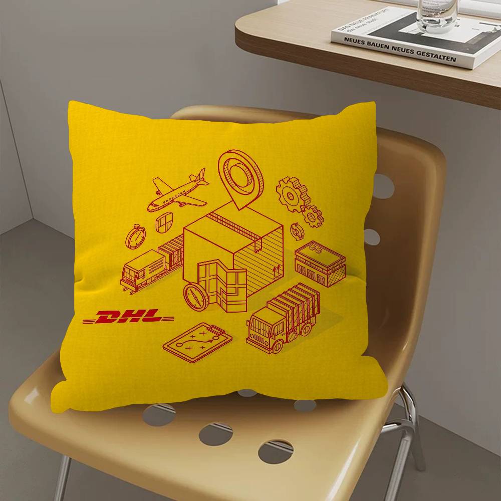 Logistics Brand DDhl Pillow Covers Cartoon Sofa Decorative Home Doublesided Printing Short Plush Cute Cushion Cover