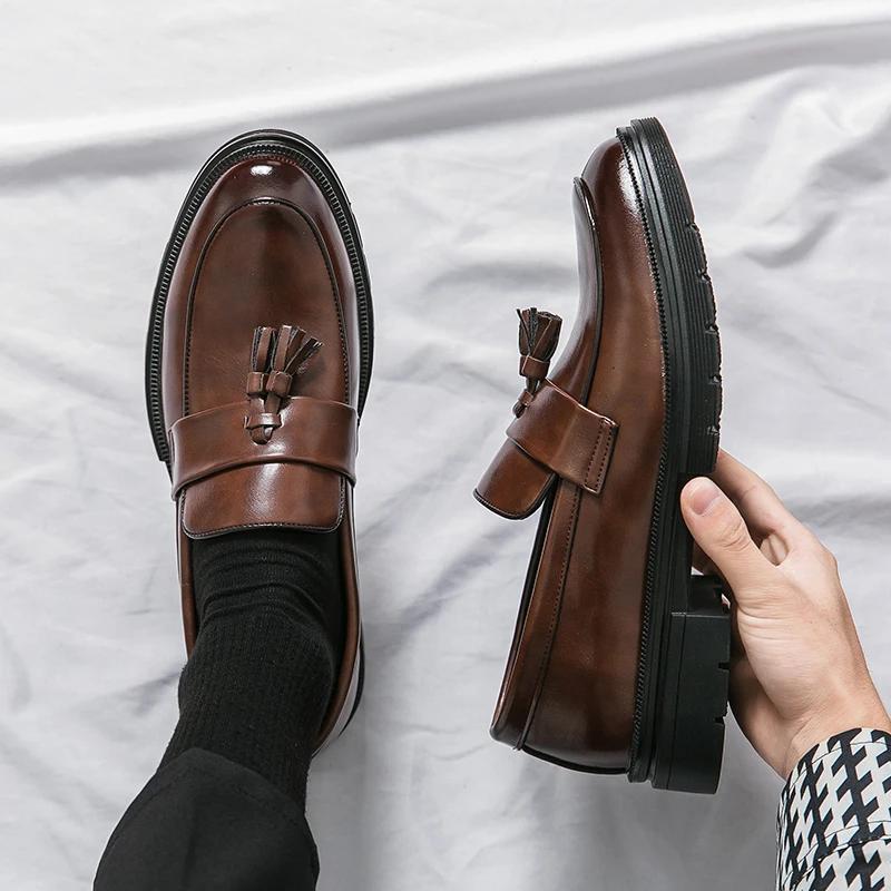 Luxury Brand Shoes Men Plus Size 46 Soft Moccasins Men Loafers High Quality Leather Tassel Shoes Mens Flats Driving Shoe