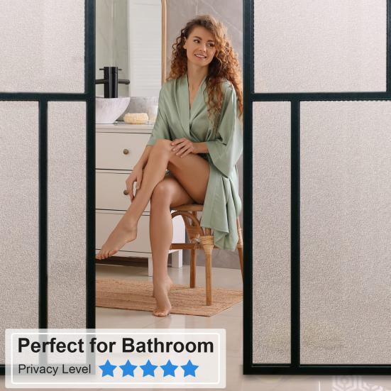 1 Roll Window Film Waterproof Reusable Natural Effect Frosted Heat Insulation Oilproof