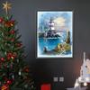 Peinture au diamant 5D DIY avec perceuse ronde complète Phare de bord de mer Décoration de maison 30x40cm