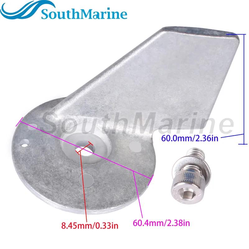 Outboard Motor 55125-95500 Trim Tab Anode with Bolt 09117-08037 for Suzuki 40HP-85HP, 5031536 5031215 for Evinrude Johnson BRP