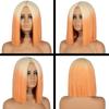 WERD Short Bobo Wig Synthetic Wigs For Women Golden Orange Straight Ombre Heat Resistant Lolita Cosplay Party Hair
