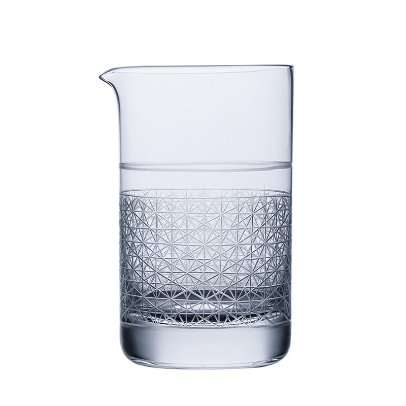 PMG01-3 CRISON High Quality Crystal Glass Cocktail Mixing Cup Bar Tool Shaker Mixologist Hand Carved Flower Making