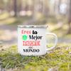 Spanische Print Tasse Kaffee Tee Tassen Getränke Wasserbecher Lehrerleben Emaille Tassen Schule Zuhause Griff Trinkgeschirr Beste Geschenke für Lehrer