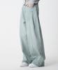 UNKNOWN PLANET Side Cut Tuck Pleat Wide Pigment Cotton Pants Green
