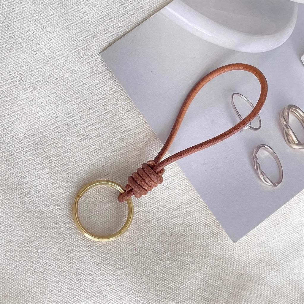 Hand-Woven Cowhide Keychain with Lobster Clasp