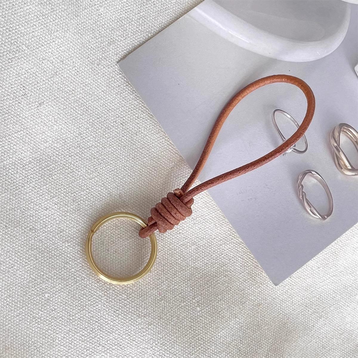 

Hand-Woven Cowhide Keychain with Lobster Clasp