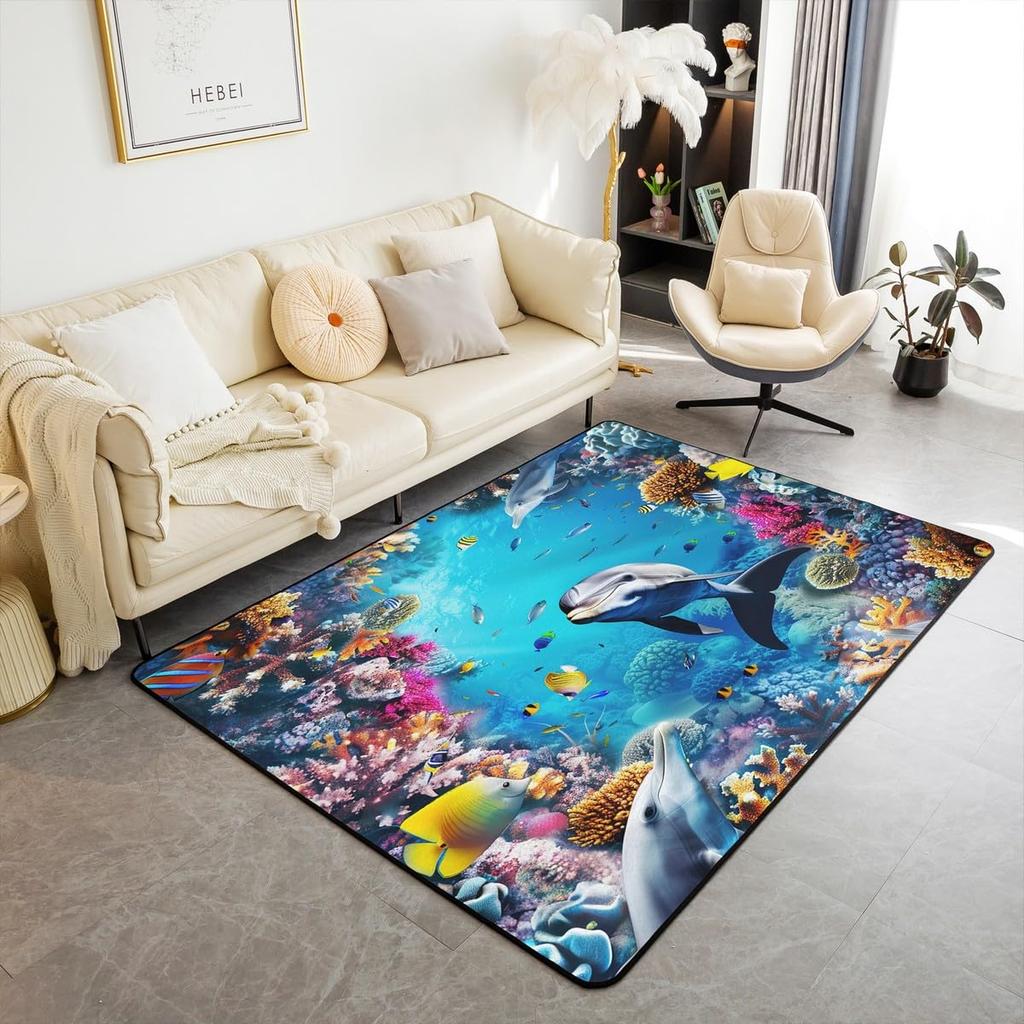Erosebridal Outer Space Carpet 5x7 Universe Stars Moon Print Area Rug Planet Space Theme Indoor Floor Mat Cosmos Blue Decorative Rug for Boy