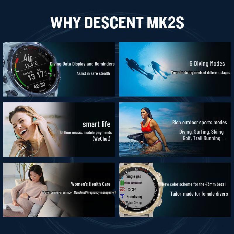 Garmin Descent Mk2S Dive Computer Watch (CN version)
