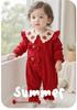 Youqi Infant Red Romper: Full Moon, 100 Days, First Birthday Formal Wear - Long Sleeve Autumn Jumpsuit