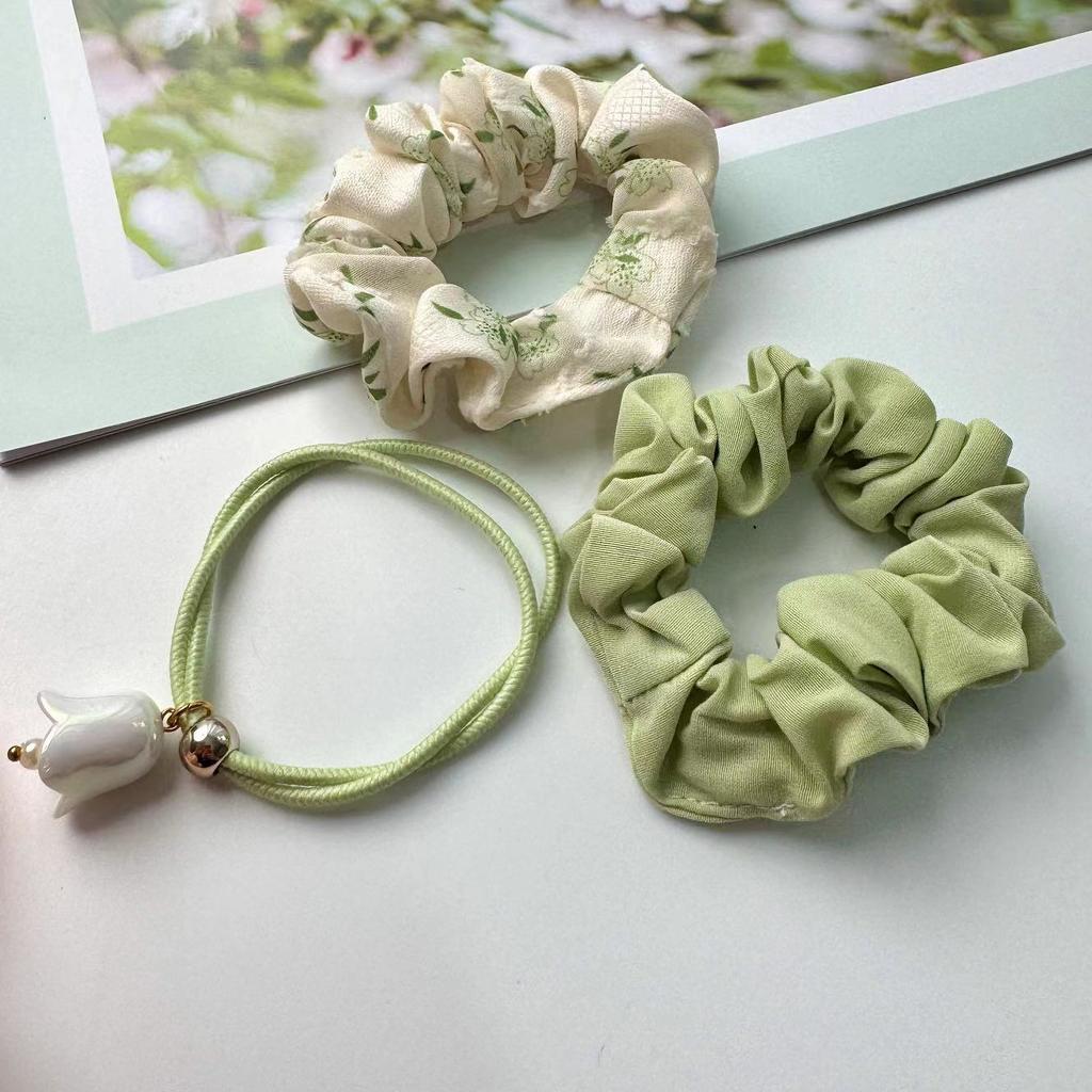 3pcs Hair ties for Teenage Girls Hair Accessories Cute Bear Floral Hair Scrunchies Cartoon Pattern Elastic Hair Bands