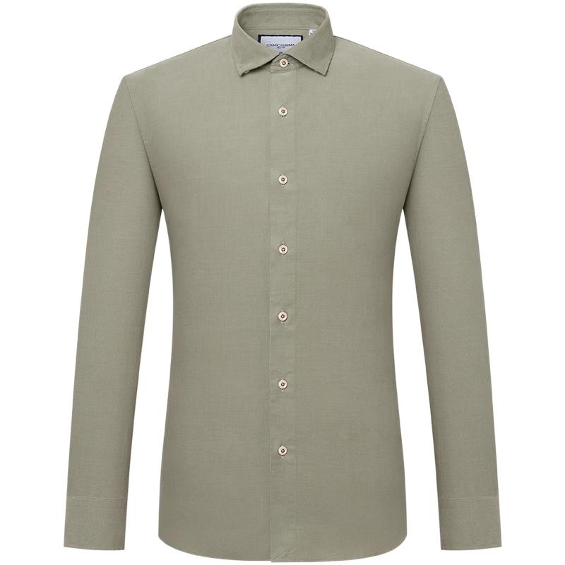 CAMICISSIMA Men s Bean Green Corduroy Non-Iron Long Sleeve Shirt 43