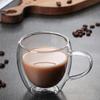 Double Wall Glass Tumbler with Handle Heat-Resistant Insulated Glass Mugs for Coffee Tea Milk 12oz Transparent Drink Cup for Home Office Use