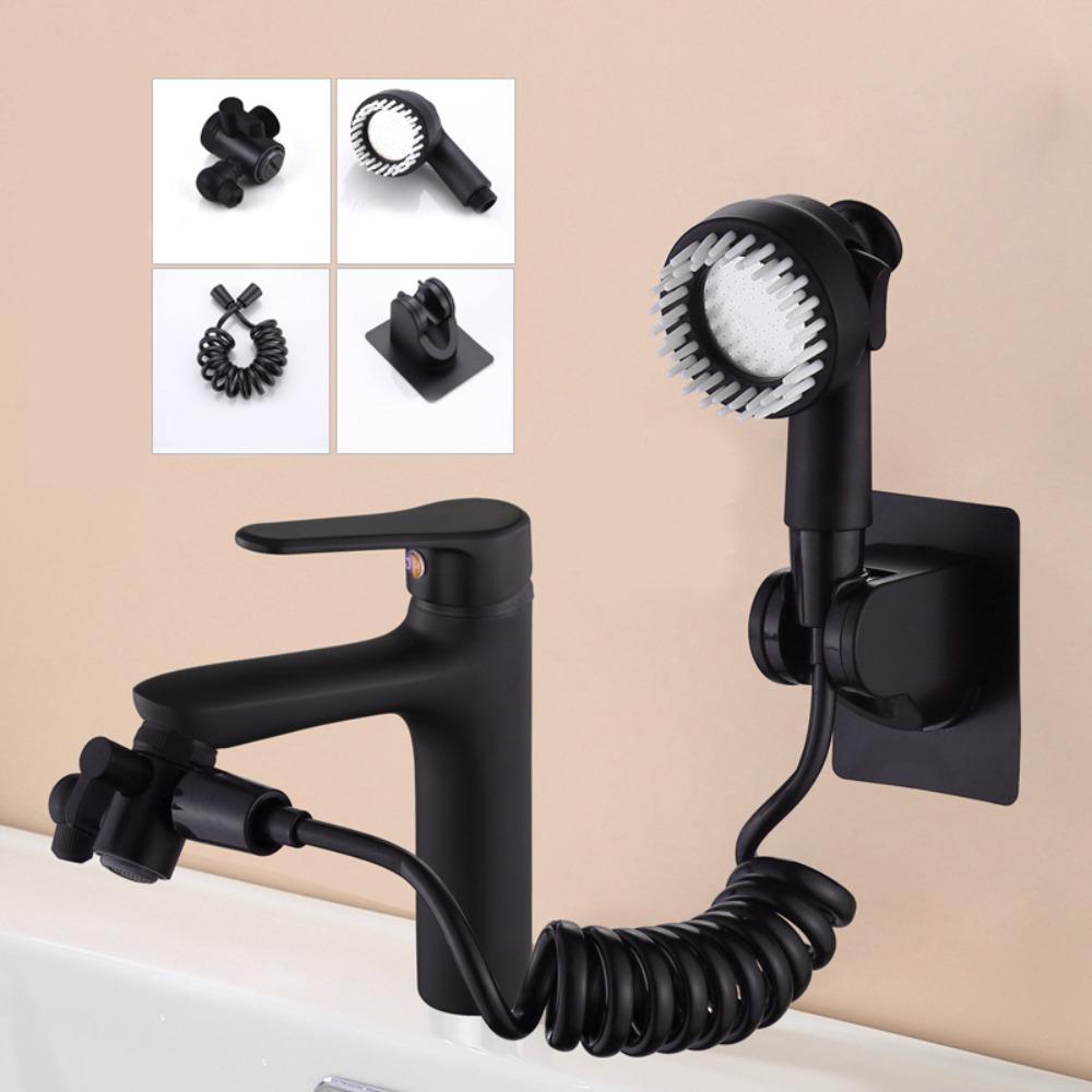 

Stylish Chrome Finish Bathroom Faucet Multi-functional Universal Connected Faucet Durable Shower Spray Head Bathroom чорний