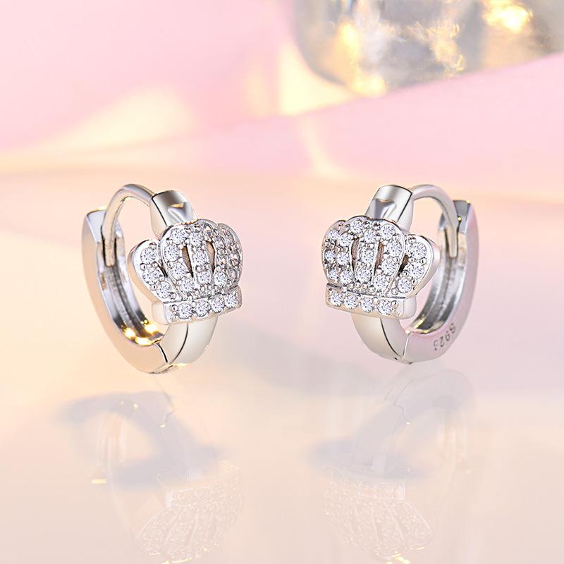 925 Sterling Silver Zircon Buckle Earrings For Women Fashion Exquisite Student Girlfriend Jewelry Accessories Party GiftGood product
