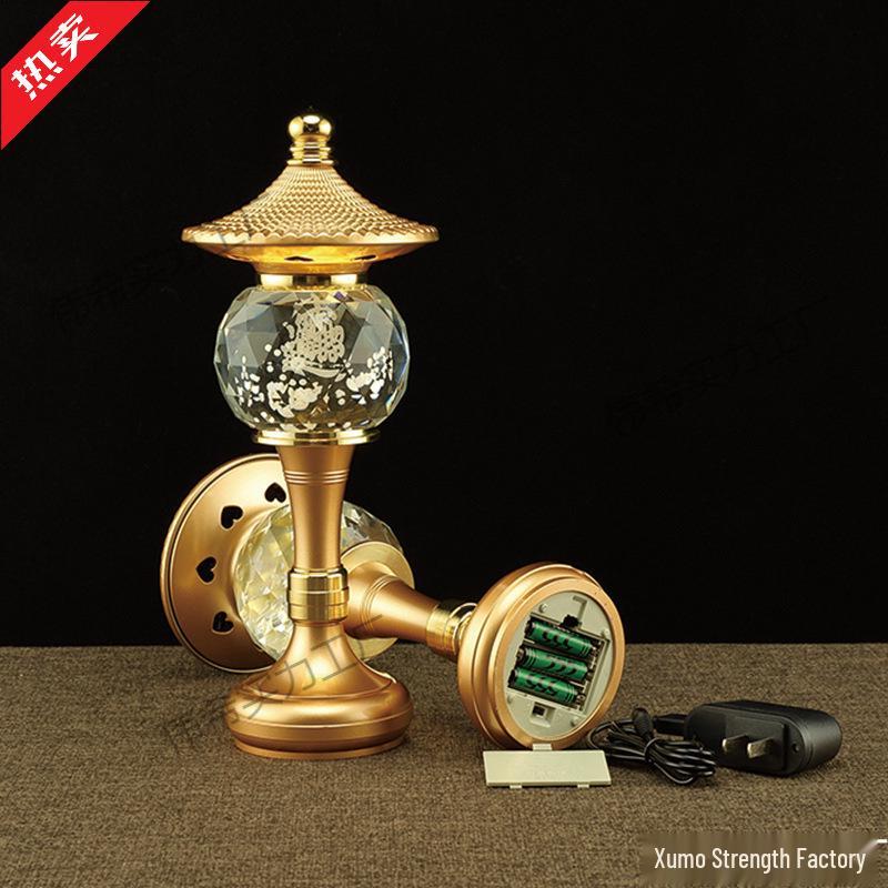 

Семицветный лотосовый фонарь, лампа Будды: От сети/Батарейки, Вечно горящая для дома, Гуань Гун, Год Лошади.