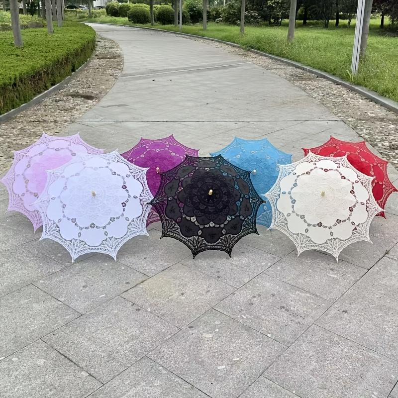 Braut-Hochzeits Sonnenschirm - Viktorianischer Vintage-Spitzen-Schirm, Entworfen für Frauen, Manuelles Öffnen und Schließen, Stabiler 8-Speichen-Rahmen, Lichtbeständiges Schirmtuch