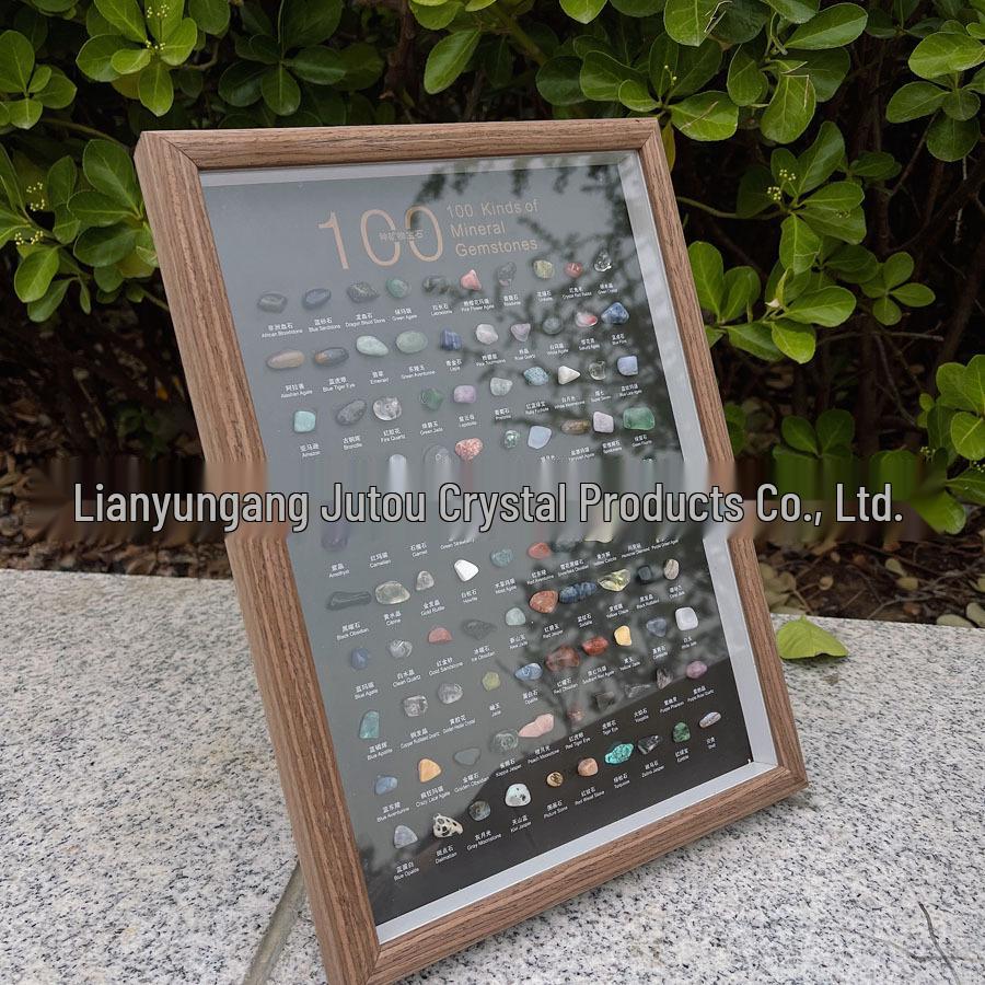 100 Crystal Mineral Specimens: Agate Raw Stones & Unique Stones in Glass Frame for Children's Science Education