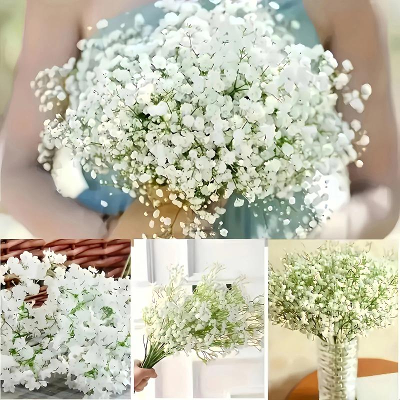 15pcs Artificial Flowers-Realistic White Plastic Gypsophila Bouquet for Weddings,Engagements,Valentine’s Day & Summer Home Decor