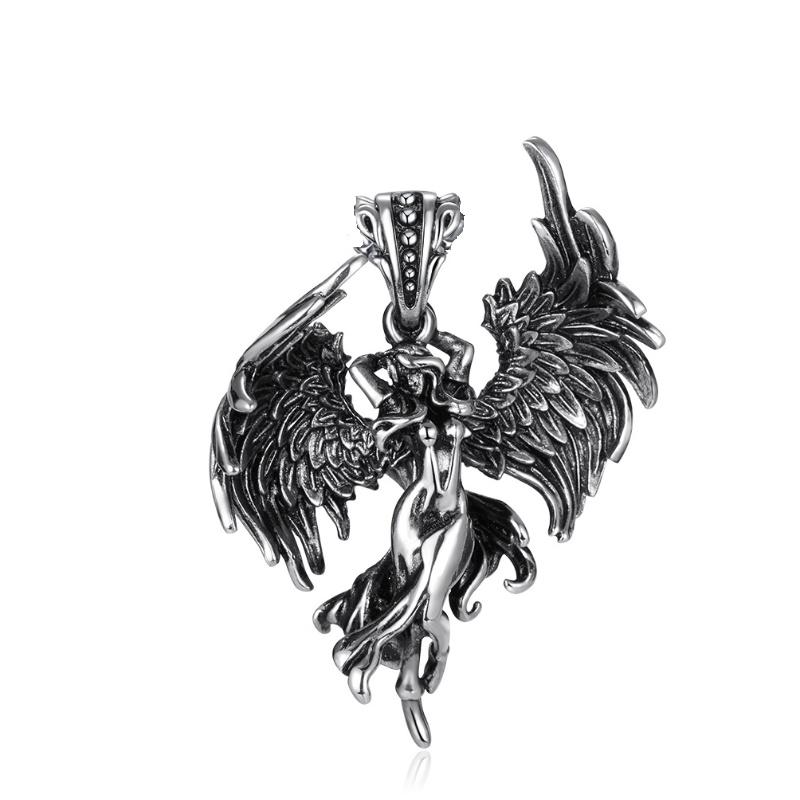 

Винтажное ожерелье с ангелом, мужская подвеска на цепочке, модная бижутерия для женщин, хип-хоп подарки Silver Pendant