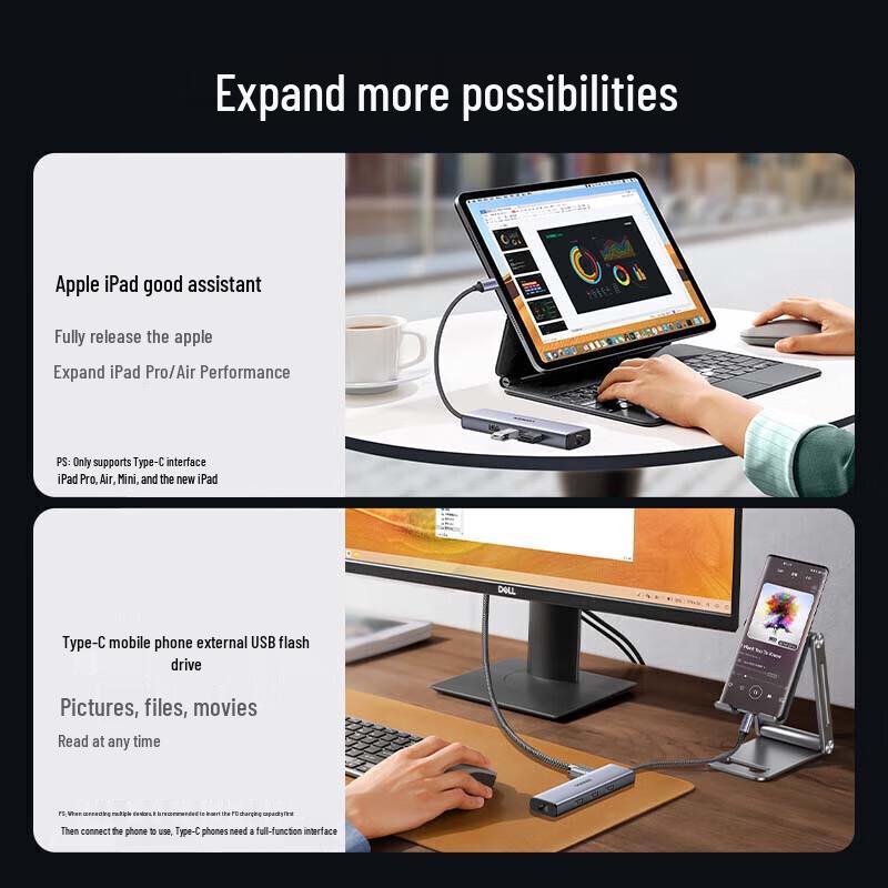 UGREEN Type-C 6-Port Hub with Gigabit Ethernet and HDMI