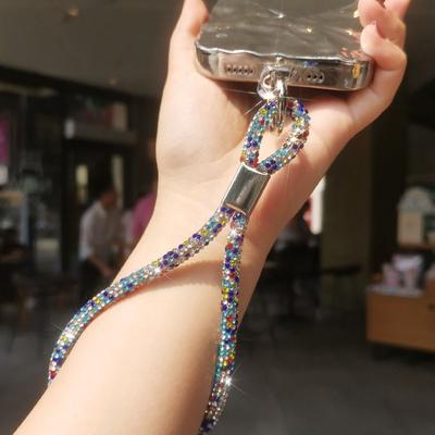 Trendy Glitter Rhinestone Phone Lanyard Bright Bling Bling Phone Wrist Straps Flash Diamond Crystal Keychain Phone Accessories