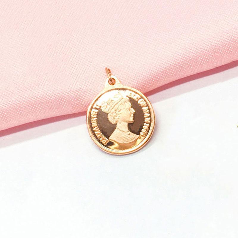 Purple Gold Queen Round Brand Pendant Necklace Classic Vintage Color Gold Plated Rose Gold Set Chain