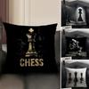 Chess Cool Cushion Cover Natural Linen Organic Fabric Double-Sided Printing Sofa Home Decor Gift Pillow Case