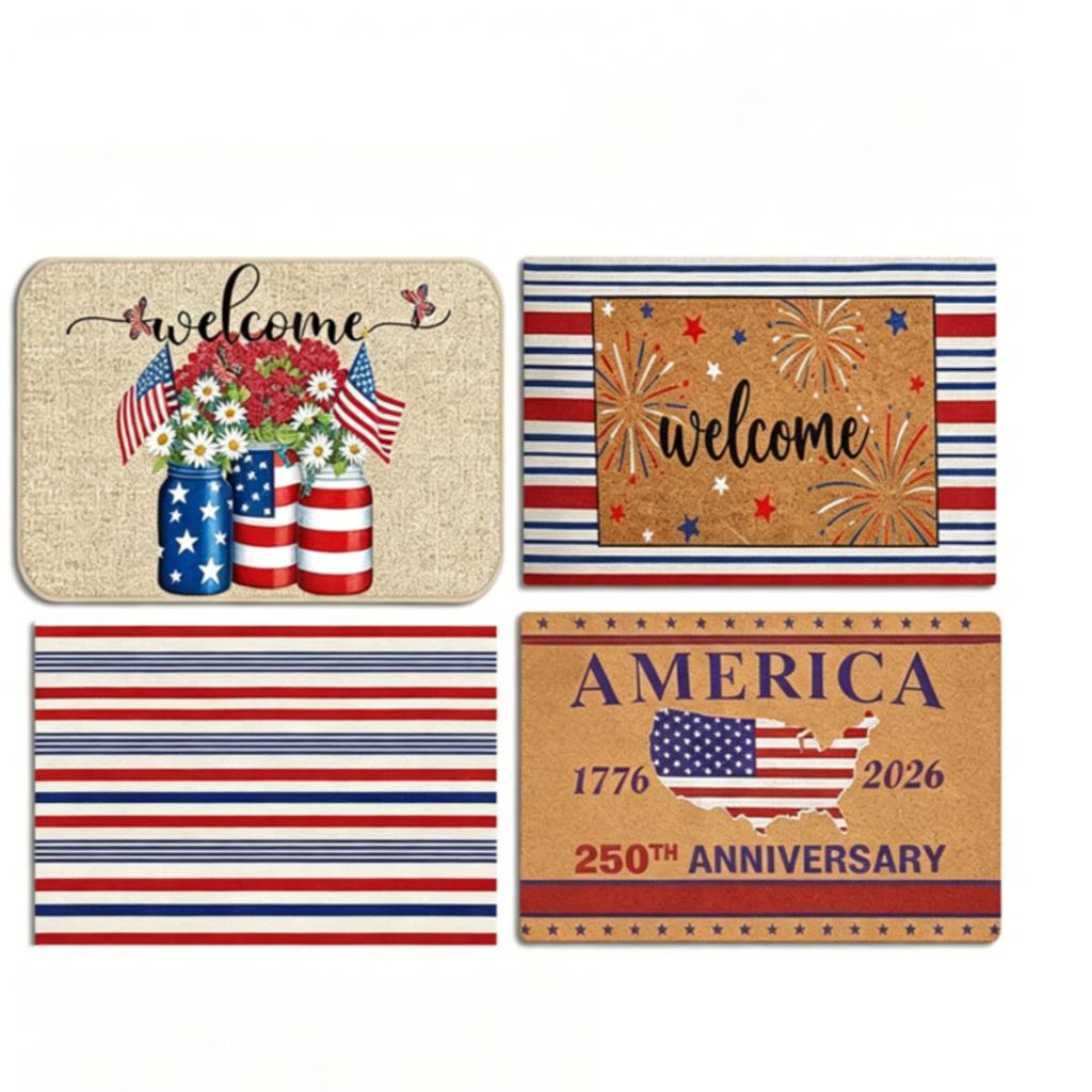 Independence Day Welcome Doormat 40x60cm Durable Entryway Mat Non Slip Indoor Outdoor Mat for Home Entrance Holiday Decoration Patriotic Theme